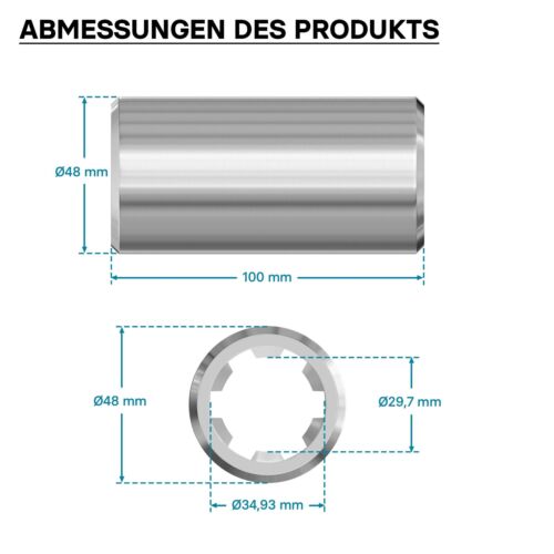 Zapfwellen Buchse B-Typ 100mm für Vielkeilwelle PTO-Shaft 1 3/8" Z6 6 Nut Trakto - Bild 7 von 7