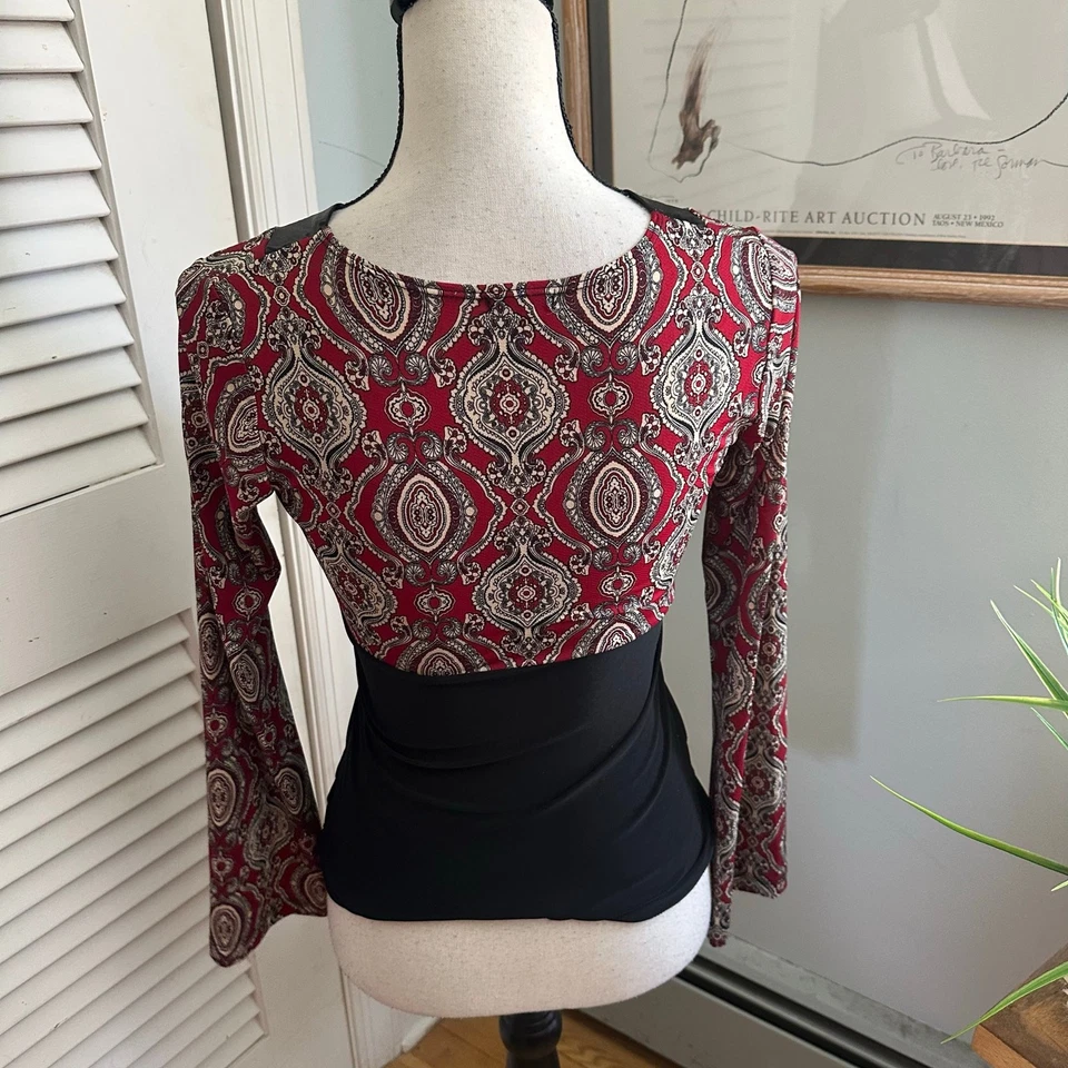 Babydoll vintage MANDEE para mujer pequeño rojo negro cuello en V Y2K grunge Foto 4 de 4