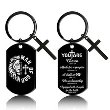 Religious Man of God Keychain Gifts Bible Verse Keychain with Cross Charm, Ch...