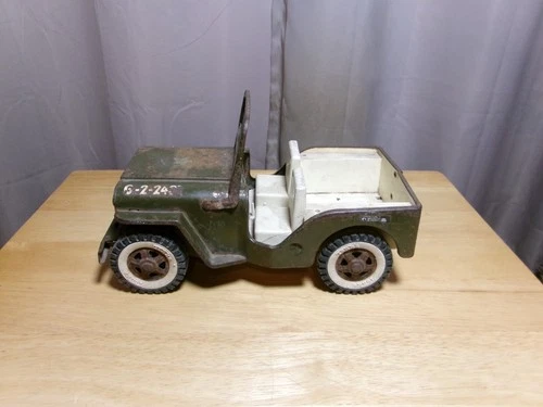Vintage Tonka Army Military Jeep To Restore Or Parts Pressed Steel Toy