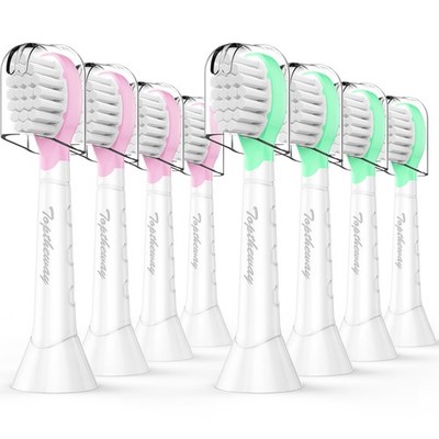 Toptheway Kids Toothbrush Heads 1 Count (Pack of 8), 3-7 Years Old - 8 Pack
