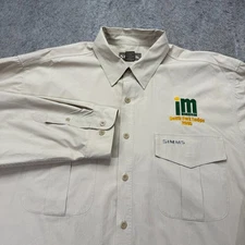 Simms Shirt Men 2XL Beige Long Sleeve Vintage Workwear Performance
