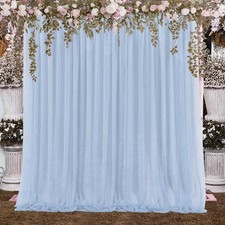 2 PCS 5x8ft Baby Blue Chiffon Sheer Photography Backdrop Drapes Curtains
