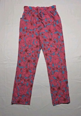 Xirena Talin Cotton Gauze Drawstring Paperbag Pants Women Small Blue Pink Floral