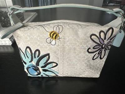 Y2K Coach White/Ivory Bumble Bee & Floral Mini Baguette F40543