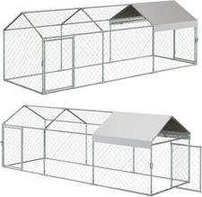 Heavy Duty Outdoor Walk-in Chicken Runs w/Cover Poultry Cage 120" 40" 40" Silver
