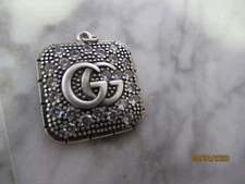 GUCCI   ZIPPER PULL CHARM SILVER tone metal , CRYSTALS 18mm