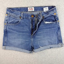 Wrangler Rooted Collection Texas Denim Shorts USA Made Cut Off Blue 88MWRT2 32