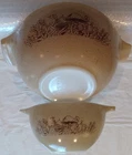 Vintage Pyrex Forest Fancies Mushrooms Cinderella Nesting Bowls 441 & 442
