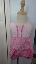 Vintage Cotton Kids Baby Girl Pink Butterfly Romper Size 12M