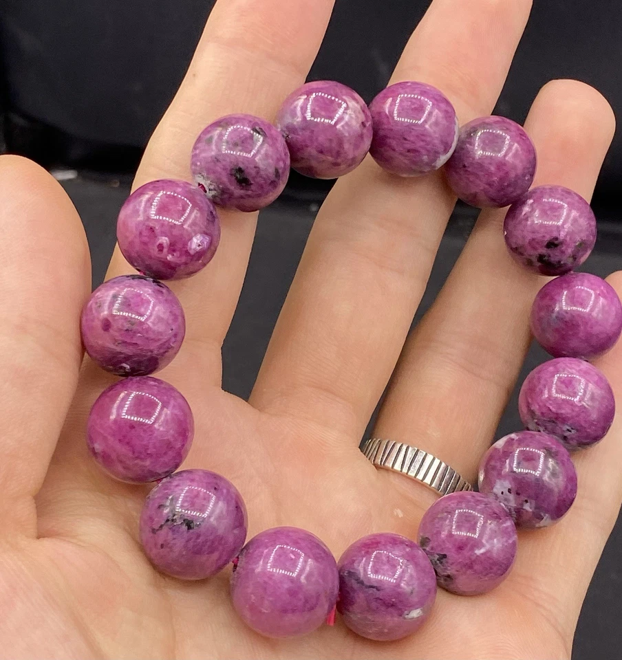 Natural Top Quality 15 Mm Ruby Zoisite Bracelet Healing Bracelet - Image 4 of 4