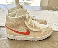Women's Nike Air Jordan 1 Mid Corduroy Sail Pink Orange White sz 6.5 Preowned