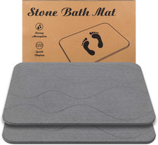 Stone Bath Mat, Diatomaceous Earth Shower Mat, Non-Slip Super Absorbent Quick Dr