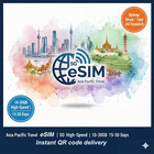 Asia Pacific Travel eSIM | 3-30 Days | 5G | 3-30GB | 12 Countries | Instant QR