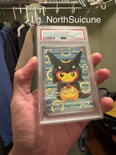 Pokemon Poncho-Wearing Pikachu Rayquaza Japanese Full Art Promo 231/XY-P PSA 8