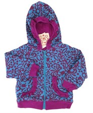 New Hanna Andersson Zip-Up Hoodie Jacket Purple Aqua Blue Swirlflower 80 18 24