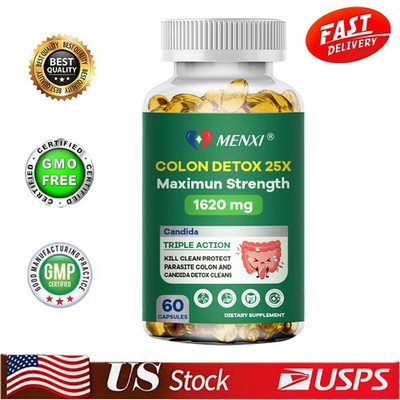 Detox Colon Liver Gut Cleanse Supplement Energy Boost Weight Loss Capsules, 60ct