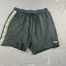Fila Shorts Mens 2XL Black Logo Cotton Gym Drawstring Active Comfort Stretch