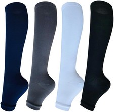 Open Toe Compression Socks for Women Large/X-Large 4 Pair , Mixed Four Color