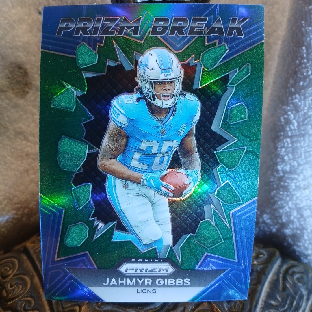 2023 Prizm JAHMYR GIBBS Prizm Break Green Prizm #PB-5 Rookie RC Detroit Lions SP