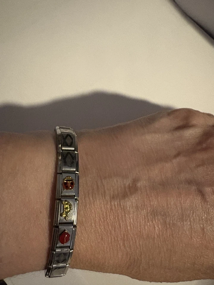 Pulseira Berloque Italiana VINTAGE 8 Berloques 19 Elos - 8"" - Imagem 2 de 4