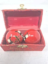 Chinese Baoding Balls Set Of 2 Balls in Decorative Red Box - Used
