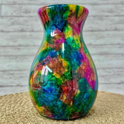 Natural Crystal Vase Seven Color Stone Polished Display Decor  490 g