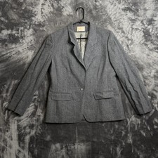 Vintage Pendleton Blazer 100% Virgin Wool Gray Tweed Jacket Size 12 USA Made