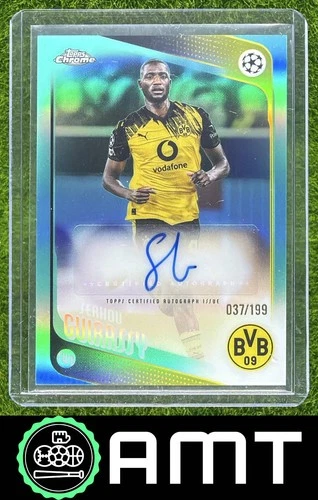 Serhou Guirassy Auto 2025-26 Topps Chrome UEFA CC 37/199 Aqua Refractor Dortmund