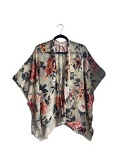 Woven Heart Floral Velvet Burnout Kimono Wrap Boho Whimsical Fairy