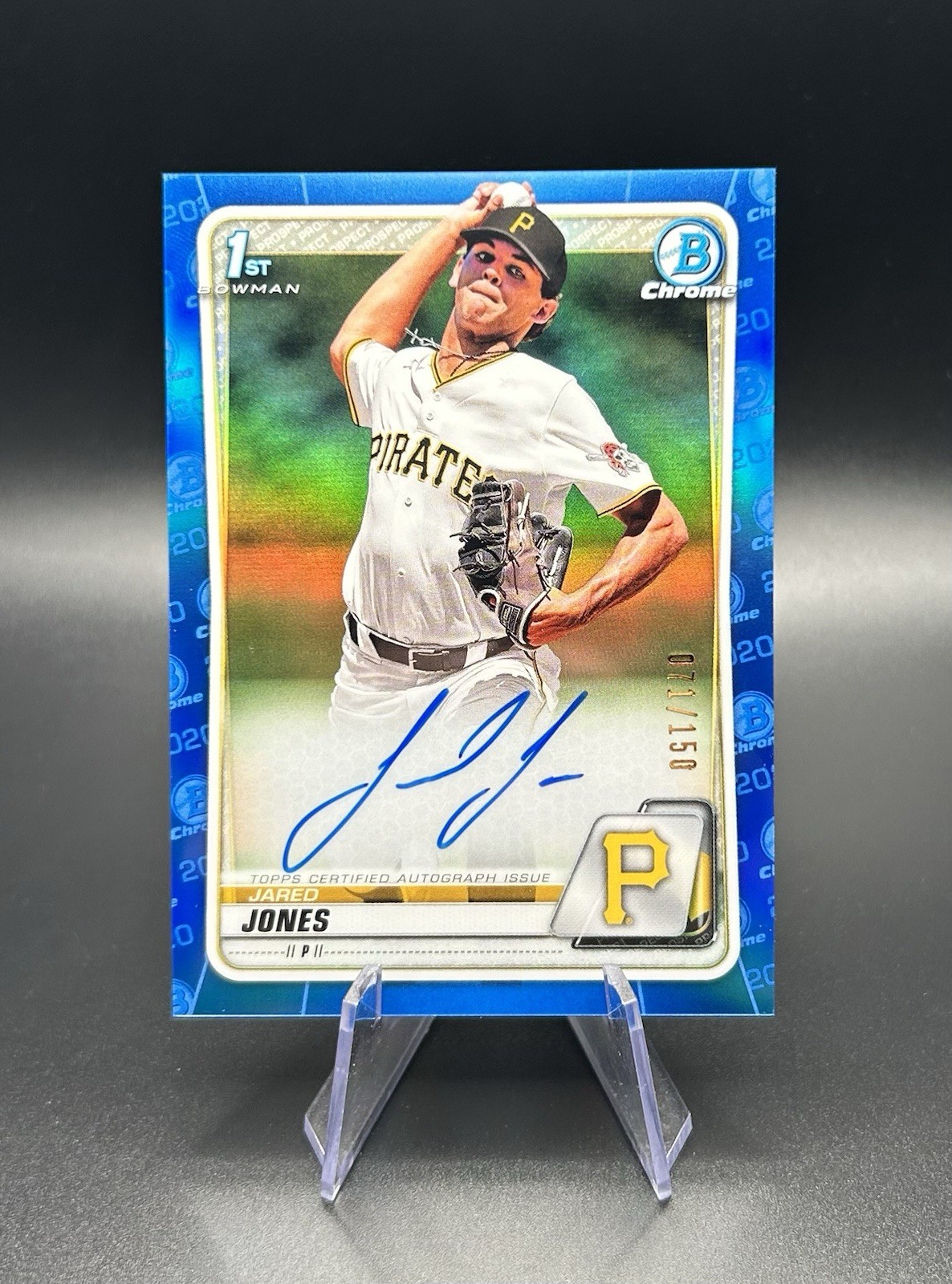 2020 Bowman Chrome Draft Jared Jones Blue Refractor Auto /150 CDA-JJ