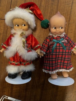 Vintage Christmas Kewpie Dolls 80s Jesco and Effenbee 8  Santa & Nightgown Lot