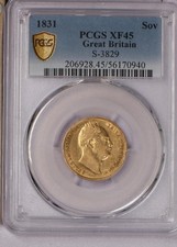 1831 Great Britain Gold Sovereign PCGS XF45. Just 3 this grade; P.Q. with luster