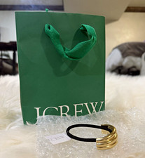 J.CREW Women's Black Solid Hair Tie with Gold Tone Metallic Metal Accent