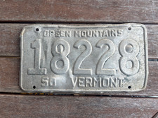 1950 Vermont License Plate # 18228