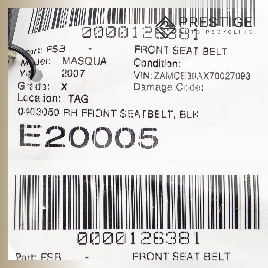 Maserati Quattroporte 2003-2008 FRONT+RIGHT Seat belt P/N 67307090