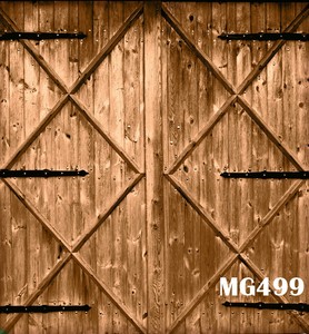 Closed Wood Board Barn Door Polyester Photo Background Studio