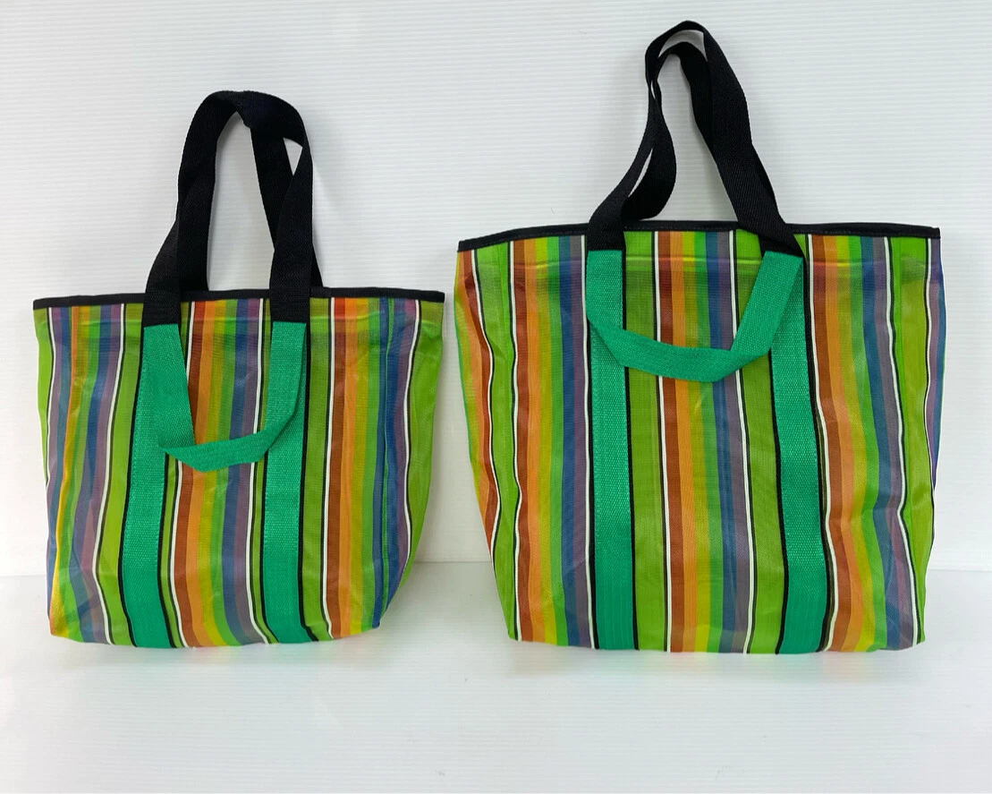 Thai Multi-Purpose Nylon Colorful Rainbow Shopping Strong Bag 2pc