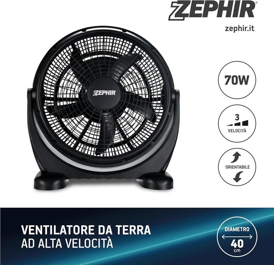 Ventilatore da Pavimento e Parete Terra Silenzioso Potente Tavolo Zephir zbf04cm - Immagine 2 di 4