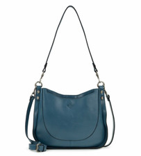 Patricia Nash Vintage Distressed Leather Caletta Hobo Crossbody Bag Mirage Blue
