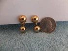 Vintage Monet Gold Tone Clip On Earrings Double Ball Costume Jewelry AS IS