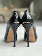 Authentic Dior Patent Leather Peep-toe Pumps Heels Black Size 38. MADE IN ITALY
