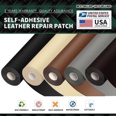 Self-Adhesive Leather Repair Patch Tape For Car Seats Couch Sofa Chair Jacket US