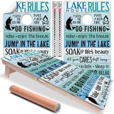 Lake Rules Fishing Boat Cabin Cornhole Skins Wraps for Boards Vinyl Cover Decal