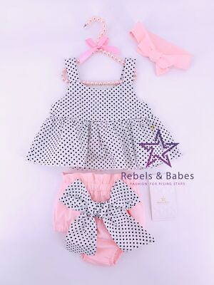 Baby-Set, Baby Romper 3tlg. Set - Polka Dot, Baby-Mädchen Set, Gr. 6-9 Monate