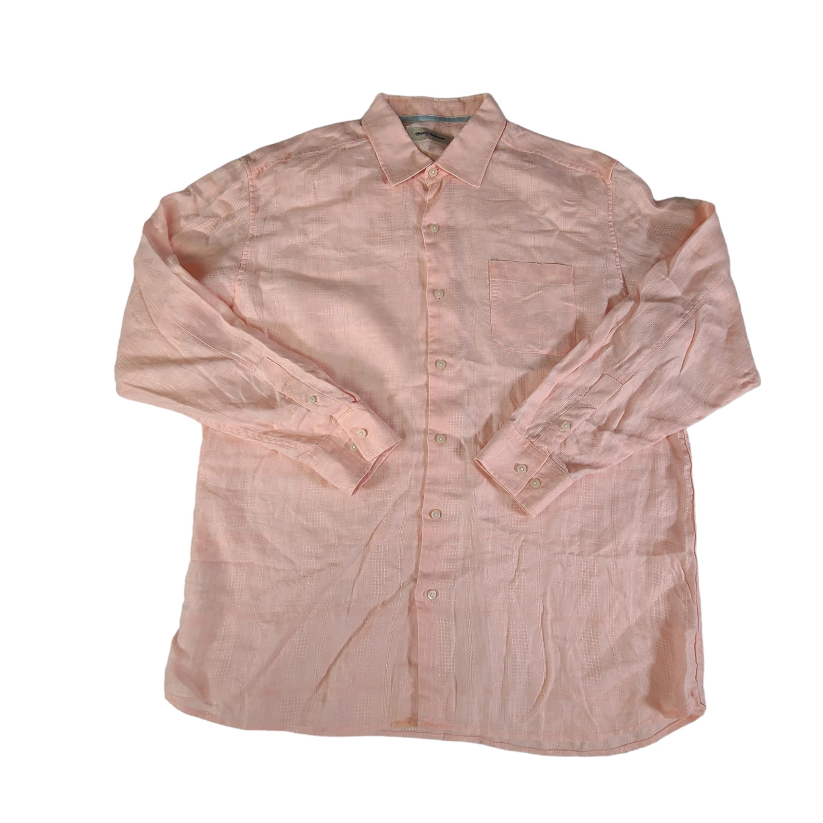 Tommy Bahama Linen Shirt Mens XL Pink Long Sleeve Casual Collared Button Up