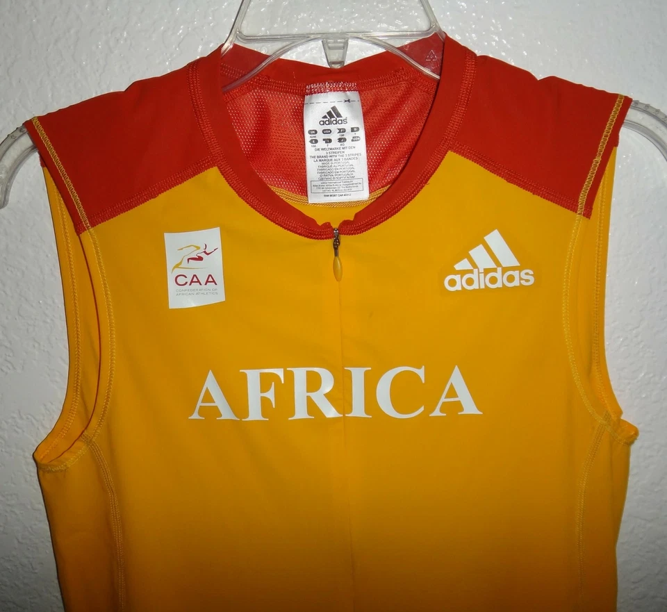 NEW MENS 42/44 ADIDAS AUTHENTIC AFRICA CAA TRACK RUNNING SPEEDSUIT SINGLET PRO - Image 4 of 4