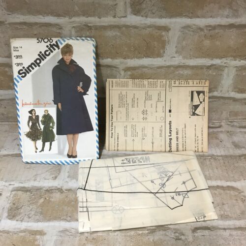 Simplicity 5706 VTG Sewing Pattern Pauline Trigere ~ Coat, Dress, Scarf belt - Picture 5 of 6