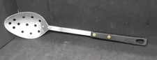 Vintage Robinson? Slotted Serving Spoon Black Handle Stainless Steel USA 13”