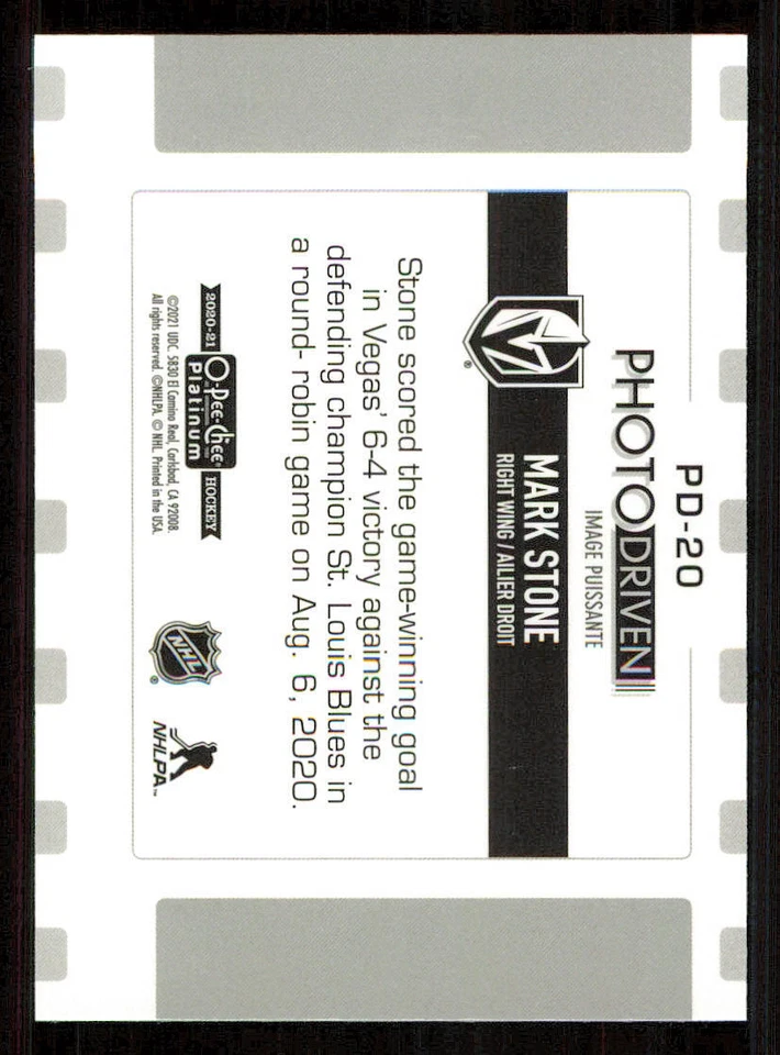 2020-21 O-Pee-Chee Platinum Photo Driven #PD20 Mark Stone - Image 2 of 2